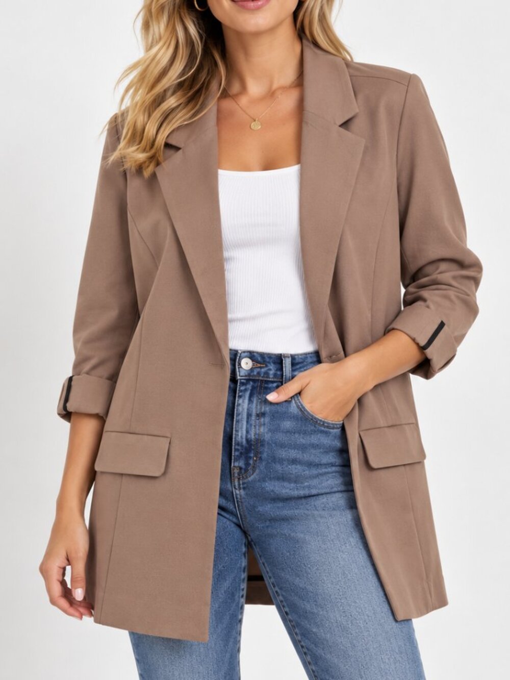 NWT Liverpool Los Angeles Plus Size Boyfriend Blazer Maple Brown 2X